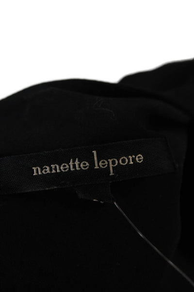 Nanette Lepore Womens Back Zip Short Sleeve Embroidered Mini Dress Black Size 2