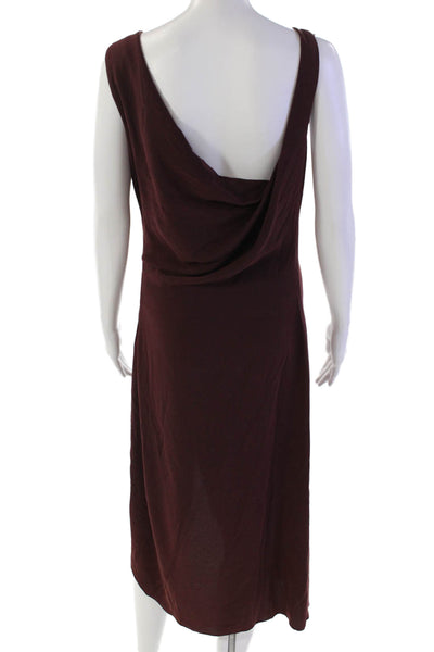 Halston Heritage Womens Side Zip Sleeveless Scoop Neck Draped Dress Brown Size 6