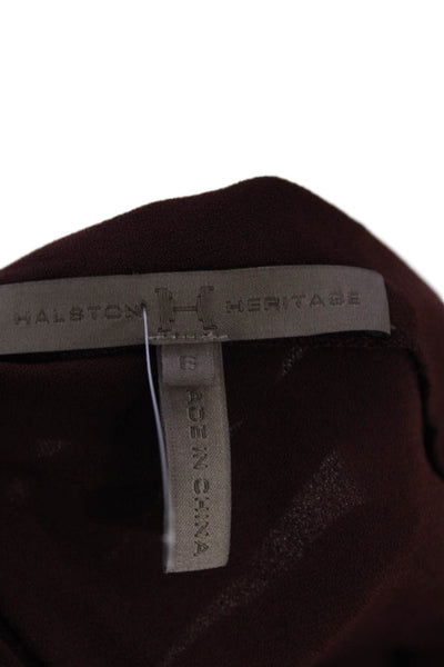 Halston Heritage Womens Side Zip Sleeveless Scoop Neck Draped Dress Brown Size 6