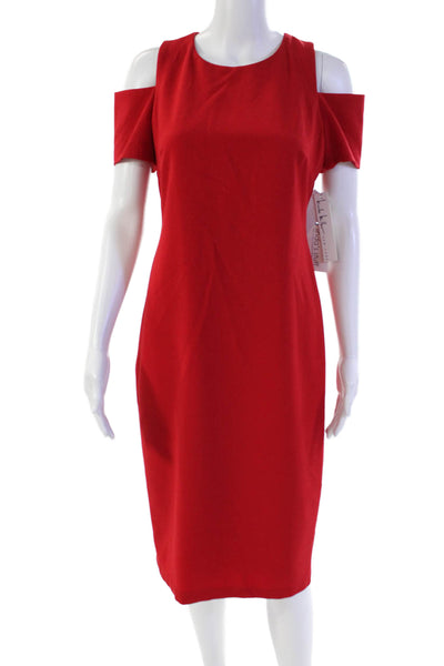 Nicole Miller Womens Back Zip Cold Shoulder Knee Length Sheath Dress Red Size 6