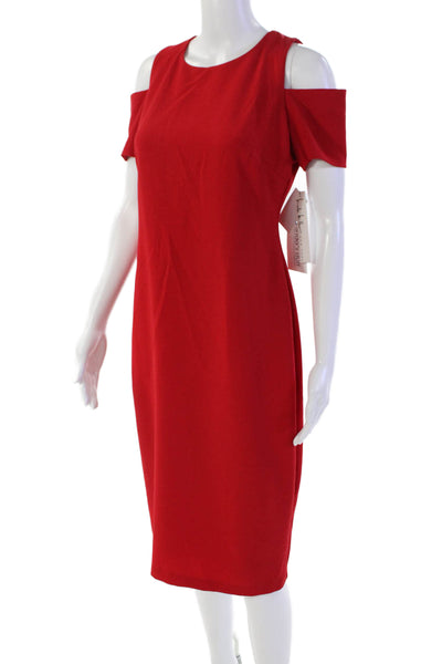 Nicole Miller Womens Back Zip Cold Shoulder Knee Length Sheath Dress Red Size 6