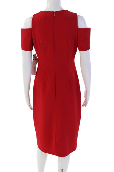 Nicole Miller Womens Back Zip Cold Shoulder Knee Length Sheath Dress Red Size 6