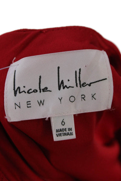 Nicole Miller Womens Back Zip Cold Shoulder Knee Length Sheath Dress Red Size 6
