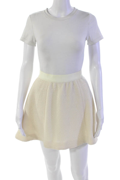 Elizabeth and James Womens Textured Lined Zippered Mini Skirt Solid White Size 0