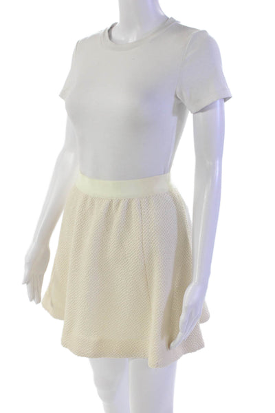 Elizabeth and James Womens Textured Lined Zippered Mini Skirt Solid White Size 0