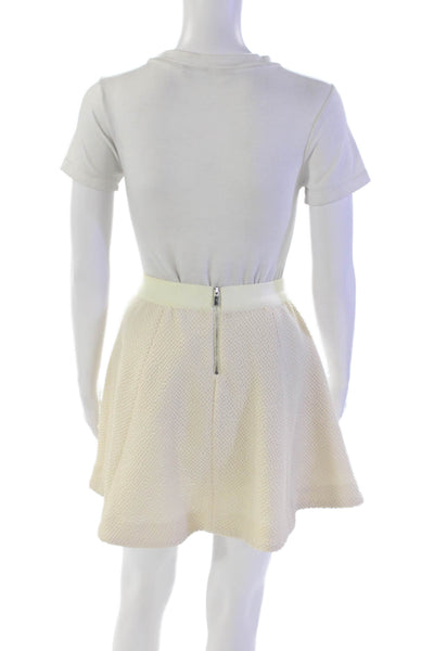Elizabeth and James Womens Textured Lined Zippered Mini Skirt Solid White Size 0