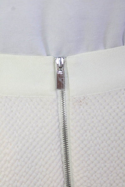 Elizabeth and James Womens Textured Lined Zippered Mini Skirt Solid White Size 0