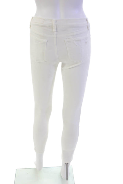 Rag & Bone Womens Cotton Distressed Five Pocket Skinny Capri Jeans White Size 25