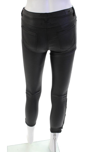 Habitual Womens Mid Rise Ritual Wet Look Skinny Jeans Solid Black Size 12