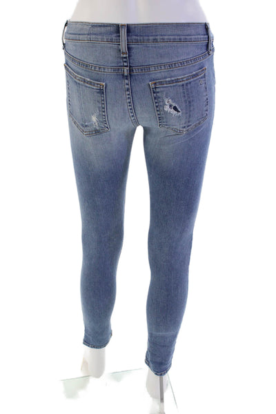 Rag & Bone Womens Cotton Distressed Detail Low Rise Skinny Jeans Blue Size 24