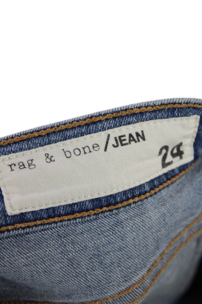 Rag & Bone Womens Cotton Distressed Detail Low Rise Skinny Jeans Blue Size 24