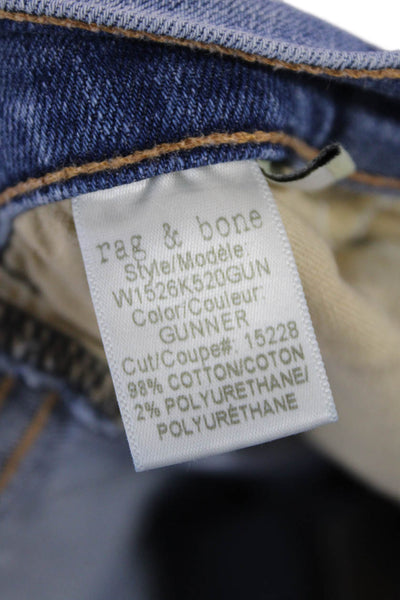 Rag & Bone Womens Cotton Distressed Detail Low Rise Skinny Jeans Blue Size 24