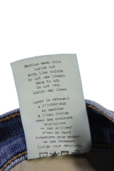 Rag & Bone Womens Cotton Distressed Detail Low Rise Skinny Jeans Blue Size 24