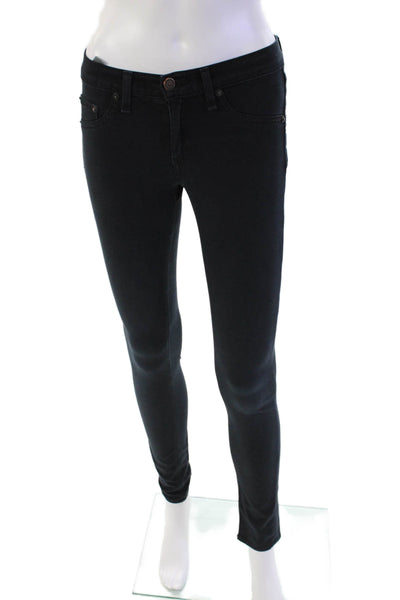 Rag & Bone Womens Low Rise Five Pocketed Skinny Jeans Solid Black Size 25