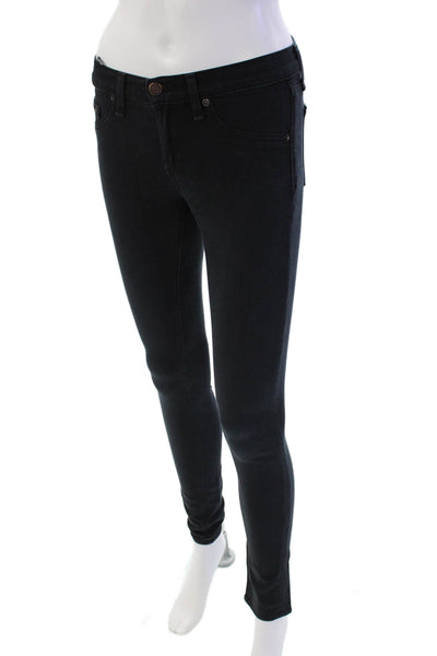 Rag & Bone Womens Low Rise Five Pocketed Skinny Jeans Solid Black Size 25