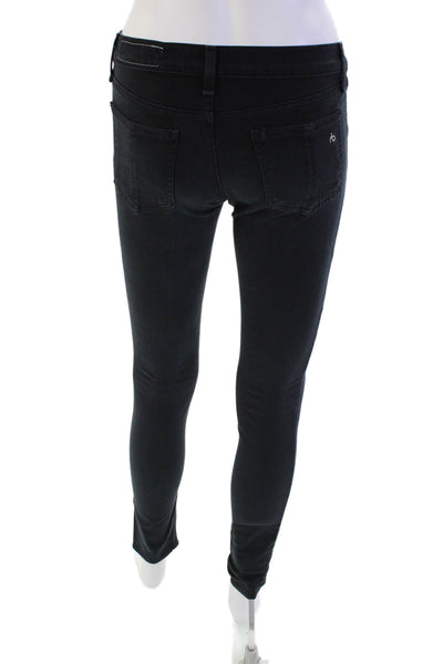 Rag & Bone Womens Low Rise Five Pocketed Skinny Jeans Solid Black Size 25
