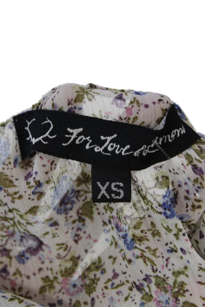 For Love & Lemons Womens Off The Shoulder Floral Print Crop Top White Size XS