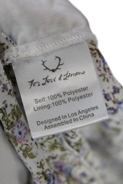 For Love & Lemons Womens Off The Shoulder Floral Print Crop Top White Size XS