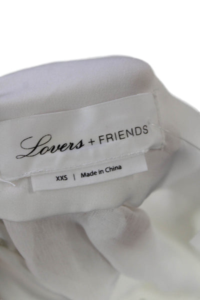 Lovers + Friends Womens Sheer Spotted Tie Detail Cropped Blouse White Size XXS