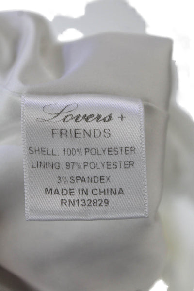 Lovers + Friends Womens Sheer Spotted Tie Detail Cropped Blouse White Size XXS