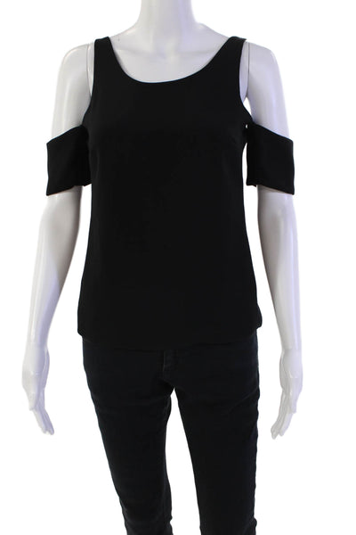 Elizabeth and James Womens Cold Shoulder Short Sleeved Top Black Size 0