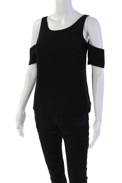 Elizabeth and James Womens Cold Shoulder Short Sleeved Top Black Size 0