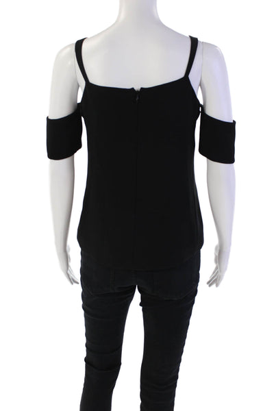 Elizabeth and James Womens Cold Shoulder Short Sleeved Top Black Size 0