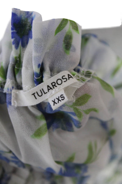 Tularosa Womens Off The Shoulder Floral Sheer Cropped Blouse White Size XXS