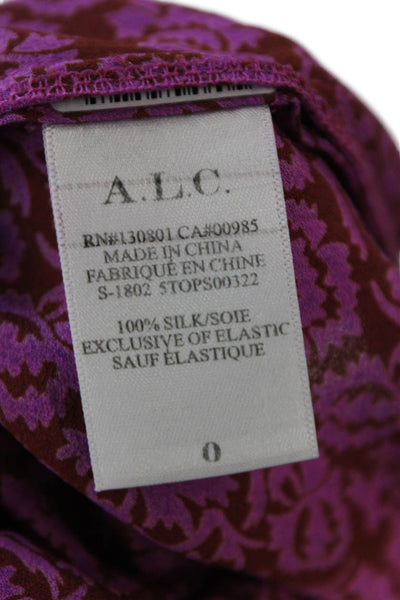 ALC Womens Silk Off The Shoulder Smocked Flared Sleeve Blouse Pink Size 0