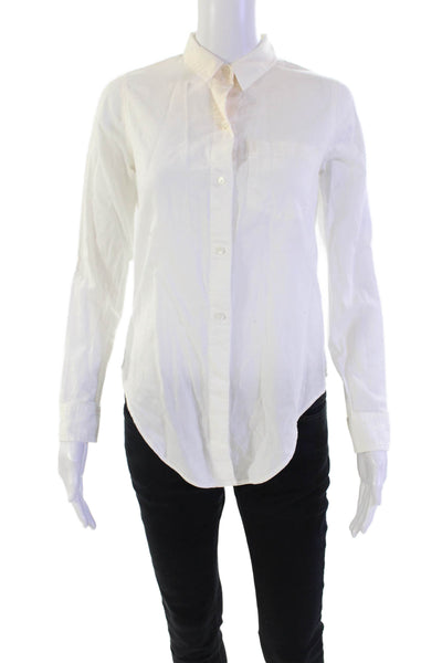 Madewell Womens Cotton Collared Buttoned Long Sleeve Blouse White Size XXS