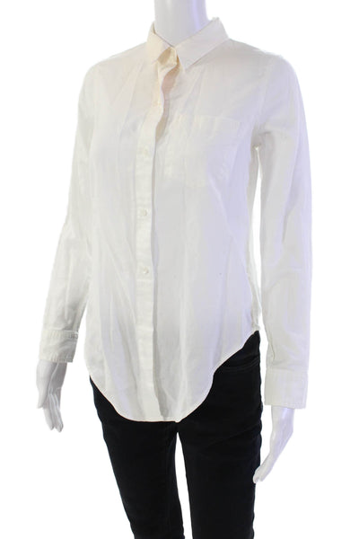 Madewell Womens Cotton Collared Buttoned Long Sleeve Blouse White Size XXS
