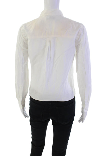 Madewell Womens Cotton Collared Buttoned Long Sleeve Blouse White Size XXS