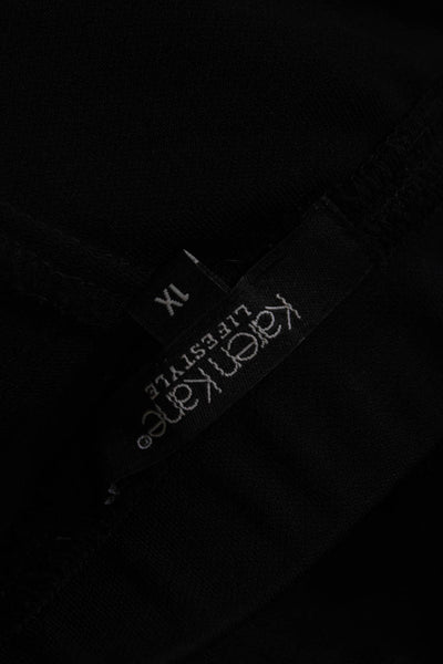 Karen Kane Lifestyle Womens Elastic Waistband Flare Leg Black Pants Size 34