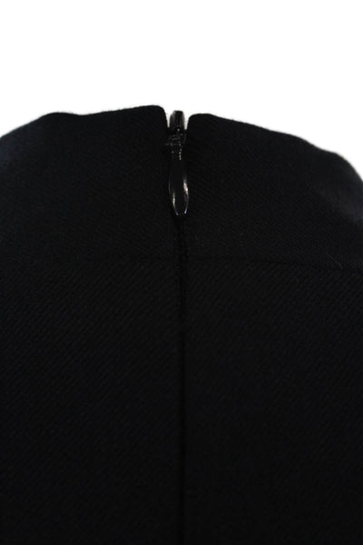 M.M. Lafleur Womens V-neck Long Sleeve Pleated Pencil Dress Navy Size M