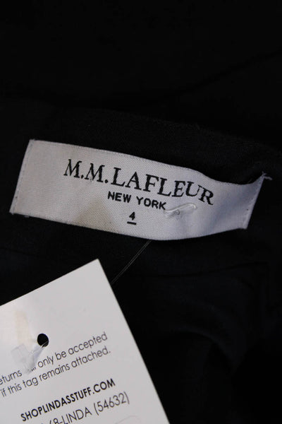 M.M. Lafleur Womens V-neck Long Sleeve Pleated Pencil Dress Navy Size M