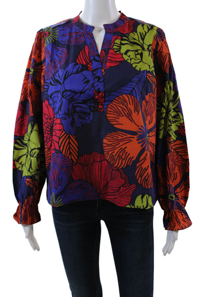 Maude Vivante Womens Long Sleeve Midnight Garden Ashley Top Purple Multi Size XL