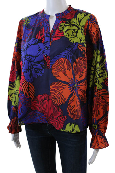 Maude Vivante Womens Long Sleeve Midnight Garden Ashley Top Purple Multi Size XL