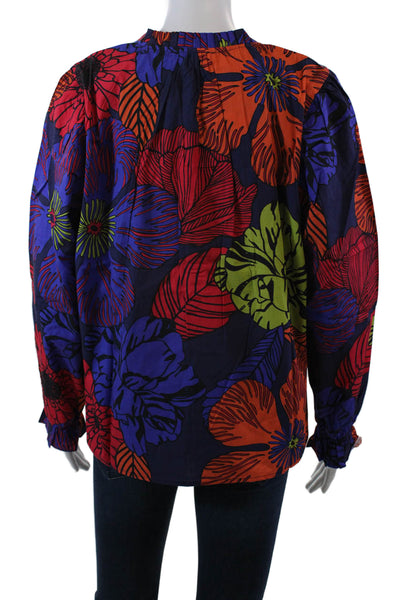 Maude Vivante Womens Long Sleeve Midnight Garden Ashley Top Purple Multi Size XL