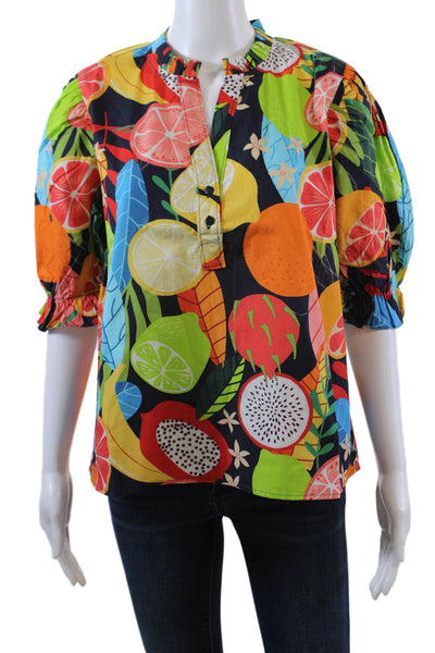 Maude Vivante Womens Short Sleeve Fruit Forest Amy Top Multicolored Size XL