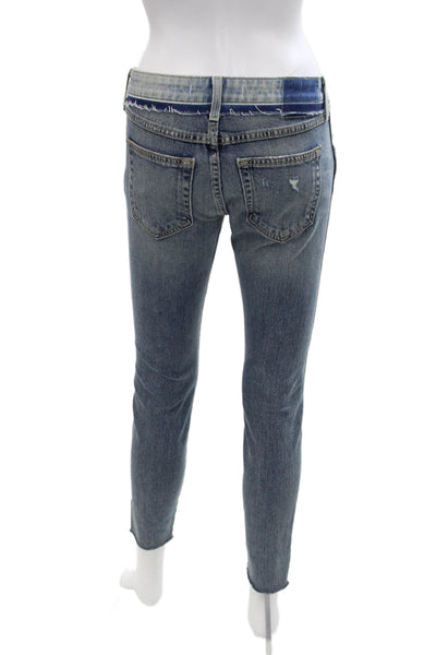 Amo Womens Cotton Denim Distressed 5 Pocket Mid-Rise Skinny Jeans Blue Size 25