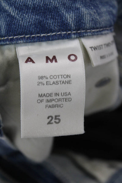 Amo Womens Cotton Denim Distressed 5 Pocket Mid-Rise Skinny Jeans Blue Size 25