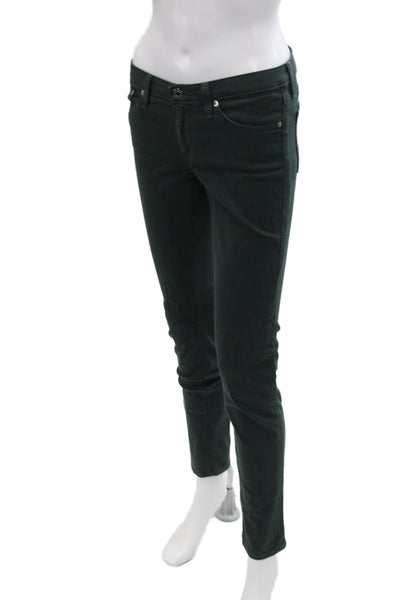 AG Adriano Goldschmied Womens Cotton Low-Rise Cigarette Jeans Green Size 26R
