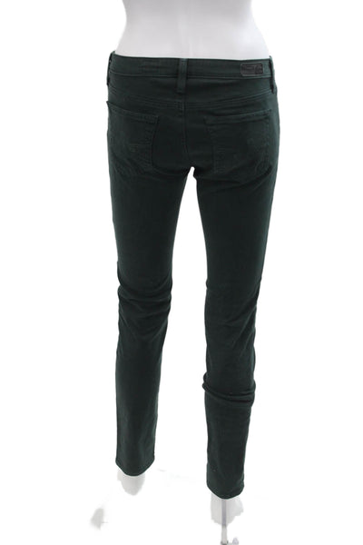 AG Adriano Goldschmied Womens Cotton Low-Rise Cigarette Jeans Green Size 26R