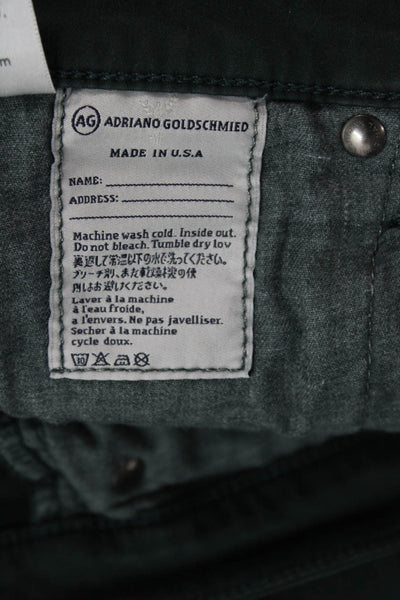 AG Adriano Goldschmied Womens Cotton Low-Rise Cigarette Jeans Green Size 26R