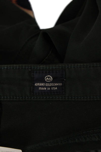AG Adriano Goldschmied Womens Cotton Low-Rise Cigarette Jeans Green Size 26R