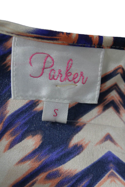 Parker Womens Silk Abstract Print Elastic Waist Sleeveless Romper Orange Size S