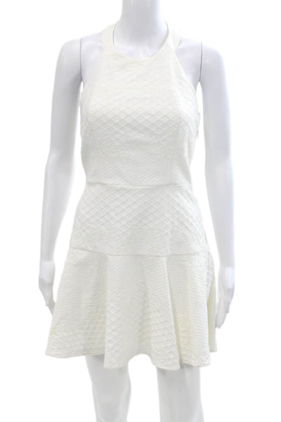 Parker Womesn Cotton Blend Textured Sleeveless Halter Dress White Size XS