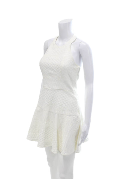 Parker Womesn Cotton Blend Textured Sleeveless Halter Dress White Size XS