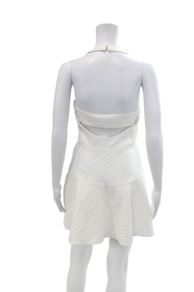 Parker Womesn Cotton Blend Textured Sleeveless Halter Dress White Size XS