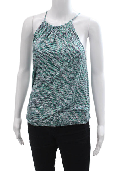 Joie Womens Abstract Print Round Neck Pullover Tank Top Blouse Blue Size XS